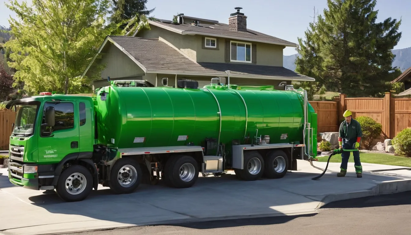 Friendly septic provider checking a tank lid in a yard near Lakewood